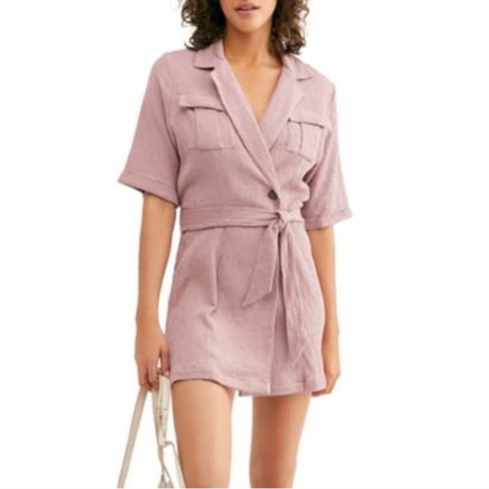 Free People Purple Tie Waist Blazer Breezy Dress M